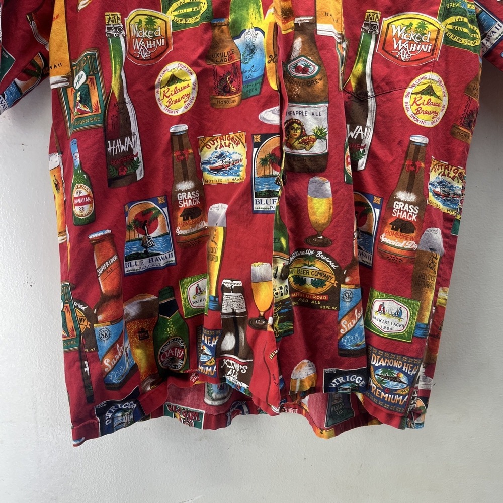 Hilo Hattie's Hawaiian Original Med Vintage Beer Label Aloha Camp-Collar Shirt - Picture 6 of 13
